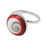 Bague Argent Rhodie il De Sainte Lucie Fond Rouge