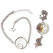 Bracelet Argent Maille Large Et Cabochon Rond il De Sainte Lucie