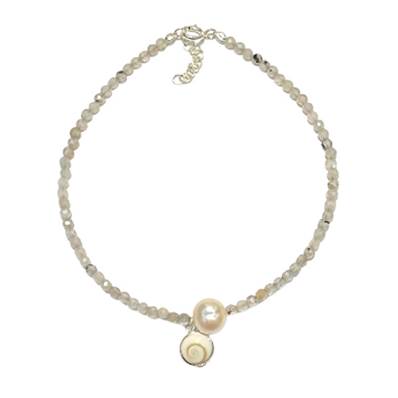 Bracelet Pierre De Lune Et Perle D’eau Douce Avec Œil De Sainte Lucie