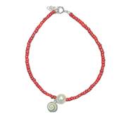 Bracelet Perles Rouges Et Perle Deau Douce Avec il De Sainte Lucie