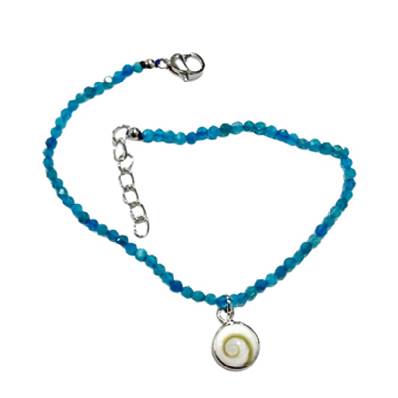 Bracelet Bleu Lagon Et Breloque Œil De Sainte Lucie