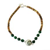 Bracelet Minorquine Marron Et Malachite Avec il De Sainte Lucie (Variante)