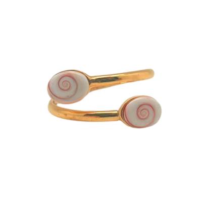 Bague Plaqué Or 750/°°° Oeil de Méditerranée – Double Cabochon Ovales