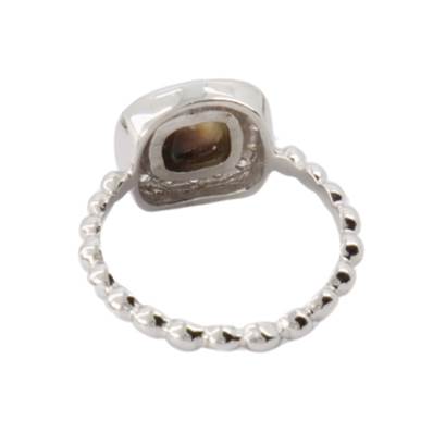 Bague Argent Rhodiée Œil De Sainte Lucie Carré Pavé