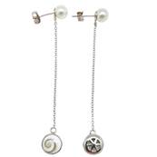 Boucles DOreilles Longues Oeil De Sainte Lucie Perles Argent 925 Rhodi