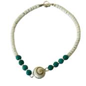 Bracelet Minorquine Blanche Et Turquoise Avec il De Sainte Lucie