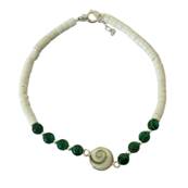 Bracelet Minorquine Blanche Et Malachite Avec il De Sainte Lucie