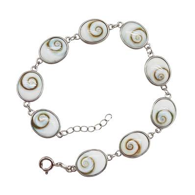 Bracelet Argent Œil De Sainte Lucie Ovale 9 Coquillages