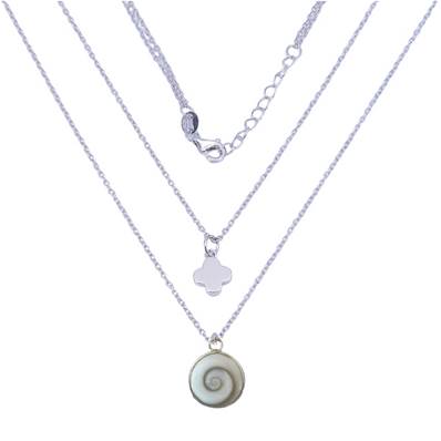 Collier Double Argent 925 Trèfle et Oeil de Sainte Lucie