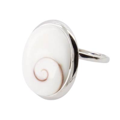 Bague Argent Rhodiée Œil De Sainte Lucie Ovale