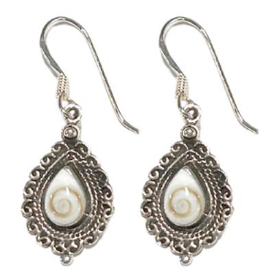 Boucles D’Oreilles Goutte Ciselée Argent Rhodié Œil De Sainte Lucie