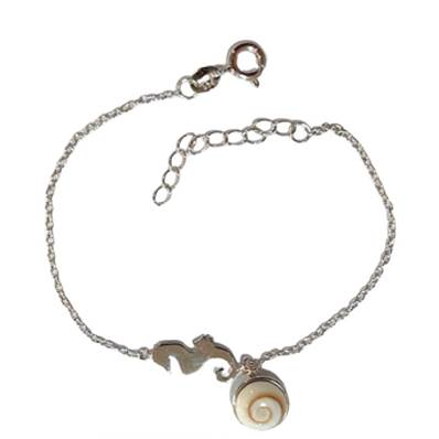 Bracelet Argent Hippocampe Et Œil De Sainte Lucie