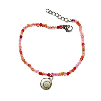 Bracelet Rose Et Orange Avec Breloque Œil De Sainte Lucie