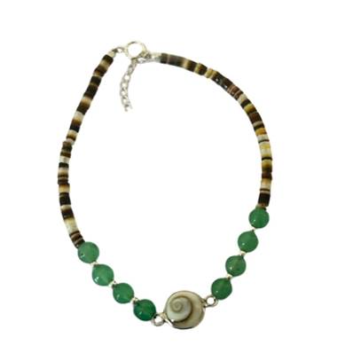 Bracelet Minorquine Marron Et Jade Avec Œil De Sainte Lucie