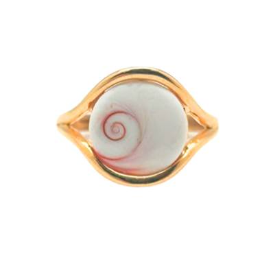 Bague Plaqué Or 750/°°° Oeil de Méditerranée – Cabochon Rond ajouré