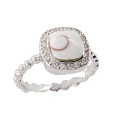 Bague Argent Rhodiée Œil De Sainte Lucie Carré Pavé