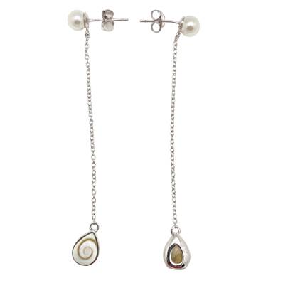 Boucles D’Oreilles Longues Goutte Oeil De Sainte Lucie Argent 925 Rhodié