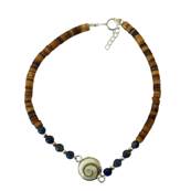 Bracelet Minorquine Marron Et Lapis Lazuli Avec il De Sainte Lucie
