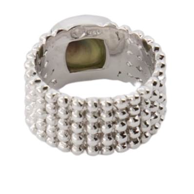 Bague Argent Rhodiée Souple Œil De Sainte Lucie Carré