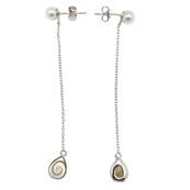 Boucles DOreilles Longues Goutte Oeil De Sainte Lucie Argent 925 Rhodi