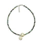 Bracelet Turquoise Africaine Et Perle Deau Douce Avec il De Sainte Lucie