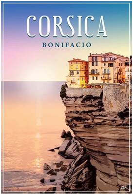 Carte postale Corsica – Bonifacio coucher de soleil 12×17 cm