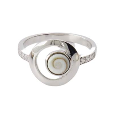 Bague Argent Rhodiée Œil De Sainte Lucie Design Cercle