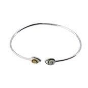 Bracelet Jonc Argent Deux Cabochons Goutte il De Sainte Lucie