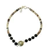 Bracelet Minorquine Marron Et Onyx Avec il De Sainte Lucie
