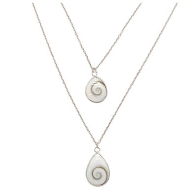 Collier Double Chaîne Argent 925 Deux Oeil de Sainte Lucie Gouttes