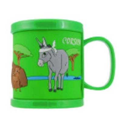 Mug plastique vert Corsica – Âne et sanglier