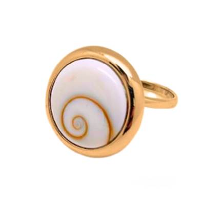 Bague Plaqué Or 750/°°° OSL Méditerranée rond serti