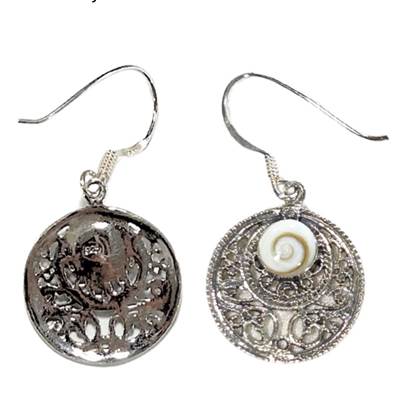 Boucles D’Oreilles Rondes Argent Rhodié Œil De Sainte Lucie