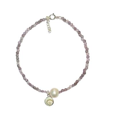 Bracelet Améthyste Et Perle D’eau Douce Avec Œil De Sainte Lucie