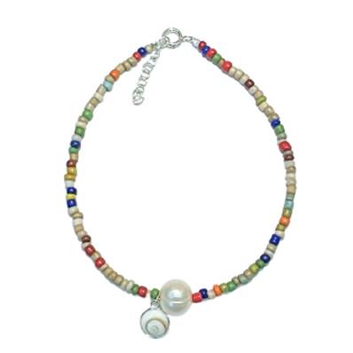 Bracelet Multicolore Et Perle D’eau Douce Avec Œil De Sainte Lucie