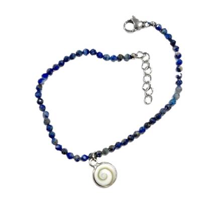 Bracelet Bleu Nuit Et Breloque Œil De Sainte Lucie