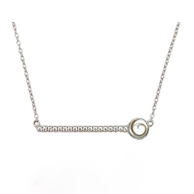 Collier Barre Horizontale Argent 925 et Oeil de Sainte Lucie