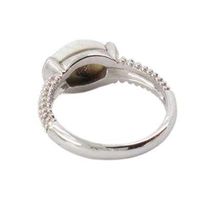 Bague Argent Rhodiée Œil De Sainte Lucie Ovale Relief