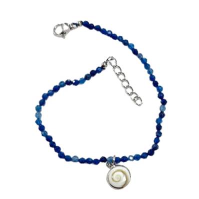 Bracelet Bleu Profond Et Breloque Œil De Sainte Lucie