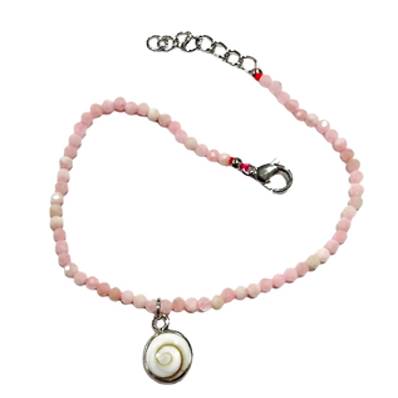 Bracelet Rose Pastel Et Breloque Œil De Sainte Lucie