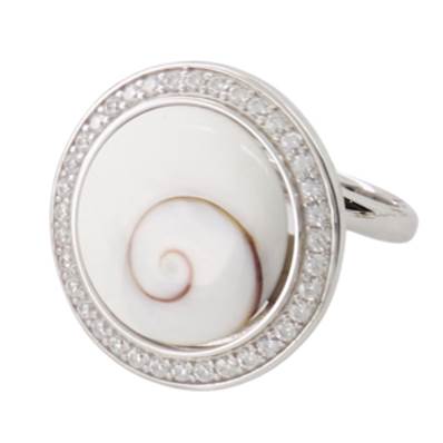 Bague Argent Rhodiée Prestige Œil De Sainte Lucie Pavée