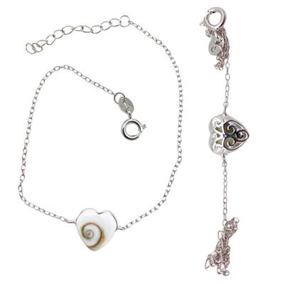 Bracelet Argent Cœur Œil De Sainte Lucie Et Triskel Ajoure