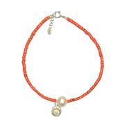Bracelet Perles Rouges Et Perle Deau Douce Avec il De Sainte Lucie