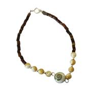Bracelet Minorquine Marron Et Coquillages Avec il De Sainte Lucie