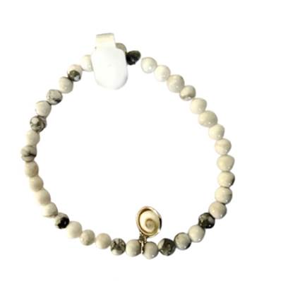 Bracelet Élastique Quartz Blanc Et Œil De Sainte Lucie