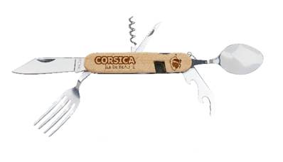 Couteau bois camping 6 fonctions – Corsica Île de Beauté – lame 18 cm