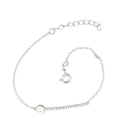 Bracelet Argent Ligne De Cristaux Et Œil De Sainte Lucie