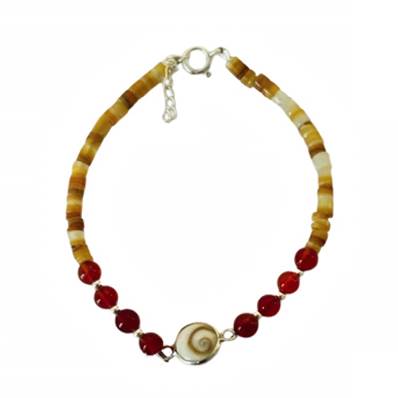Bracelet Minorquine Marron Et Grenat Avec Œil De Sainte Lucie
