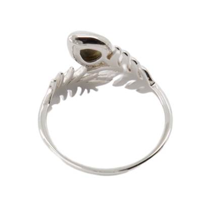 Bague Argent Rhodiée Feuille Œil De Sainte Lucie Goutte