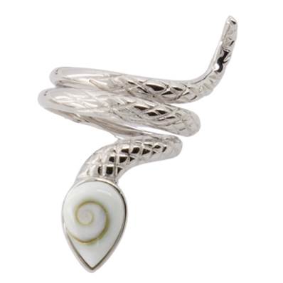 Bague Argent Rhodiée Serpent Œil De Sainte Lucie Goutte